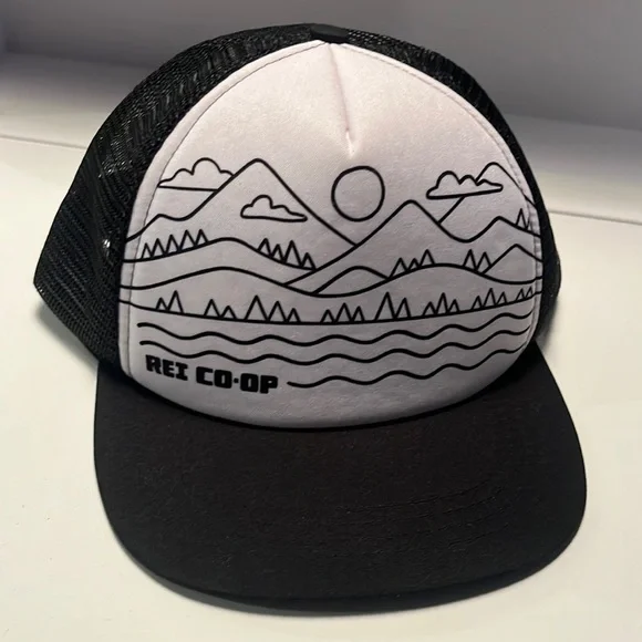 REI Accessories Rei Coop Boco Gear Black White Flat Bill Snap